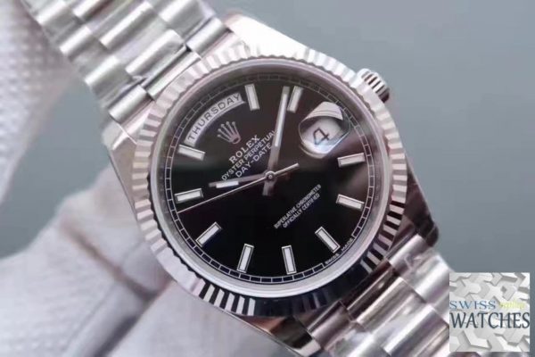 ROLEX DAY DATE BLACK DIAL SAPPHIRE CRYSTAL 41MM SWISS REPLICA 118239.1 - gallery
