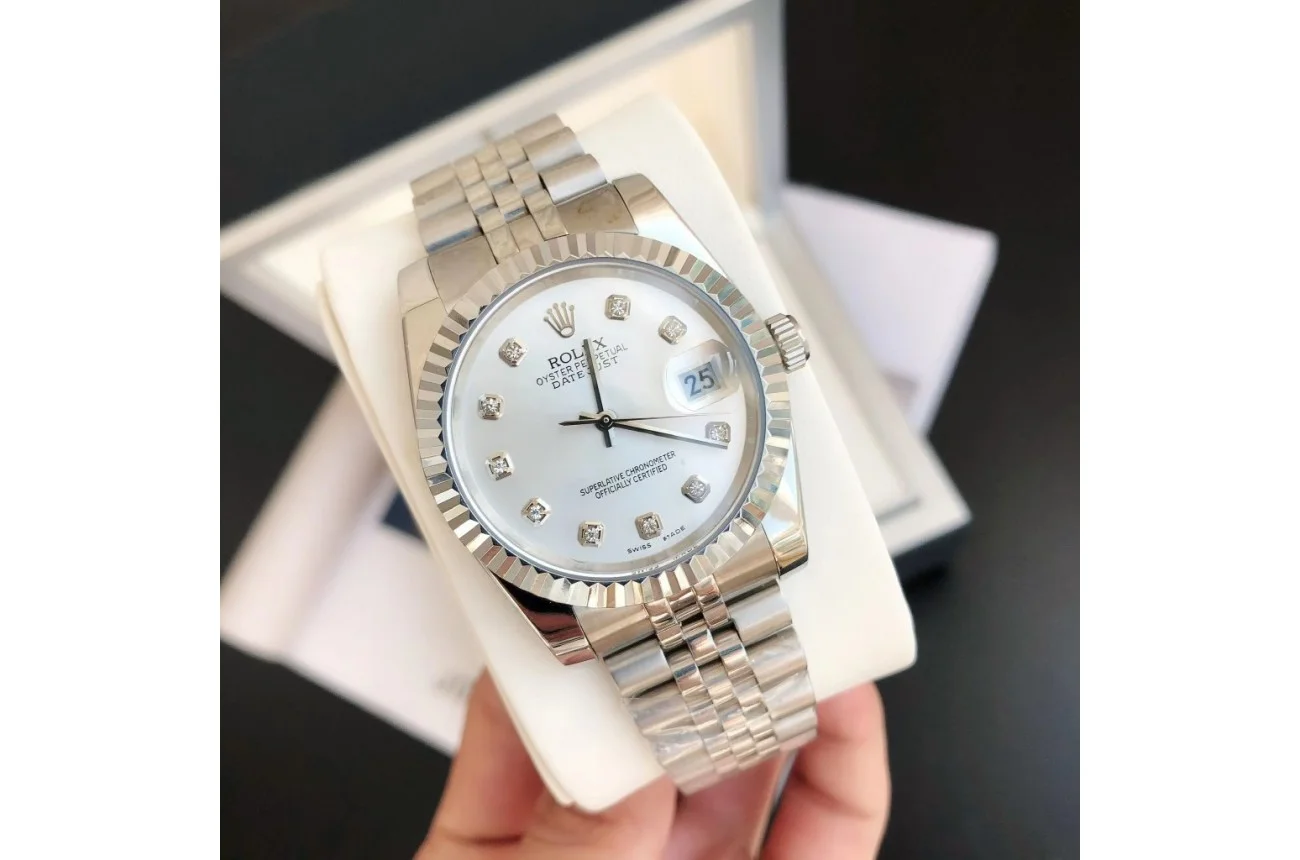 Couple Watches Rolex Datejust 36/28mm SS/SS Jub Sliver/Dia - gallery